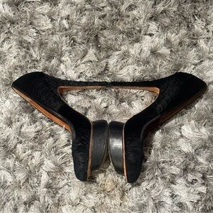 L.A.M.B. Women $325 Nikko Black Dyed Calf hair Pumps